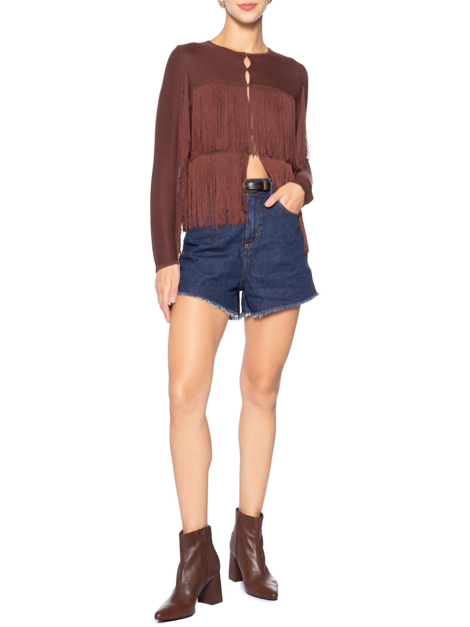 Bota Feminina Cano Curto Marrom Arezzo