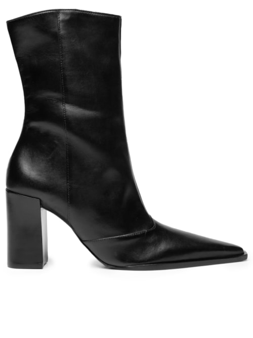 Bota Feminina Cano Médio Rafaella Couro – Preto