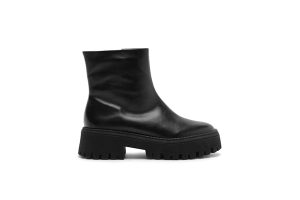 Bota Feminina Cano Médio Tratorada Zíper - Preto