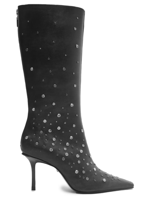 Bota Feminina Charlize Glam Cano Longo Couro – Cinza