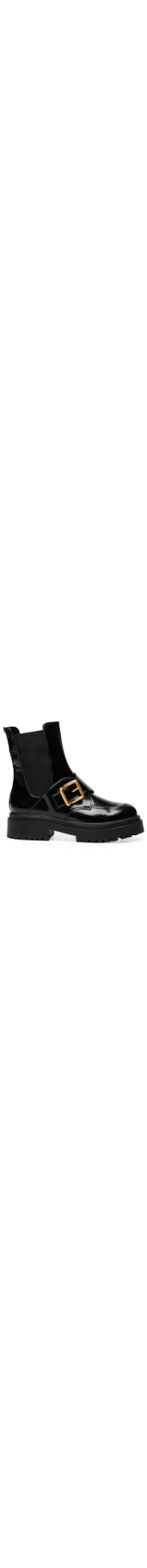 Bota Feminina Chelsea Bold Tratorada Couro Box - Preto
