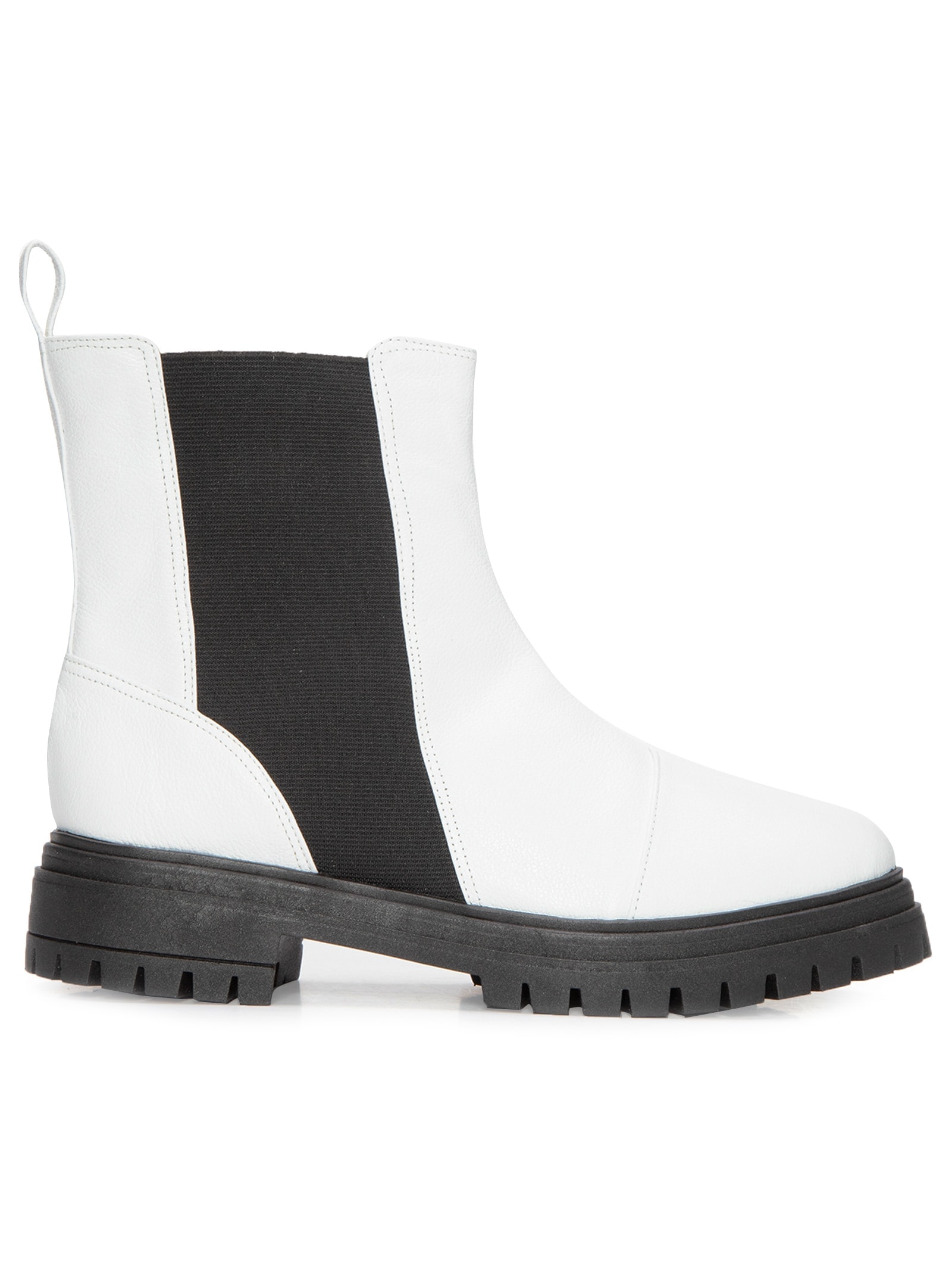  Bota Feminina Chelsea Cano Curto Couro Branco Market 33