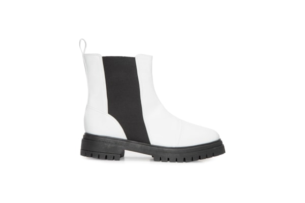  Bota Feminina Chelsea Cano Curto Couro - Branco