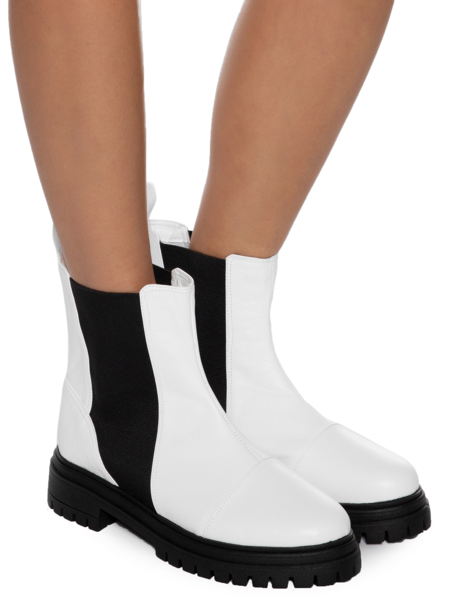  Bota Feminina Chelsea Cano Curto Couro Branco Market 33