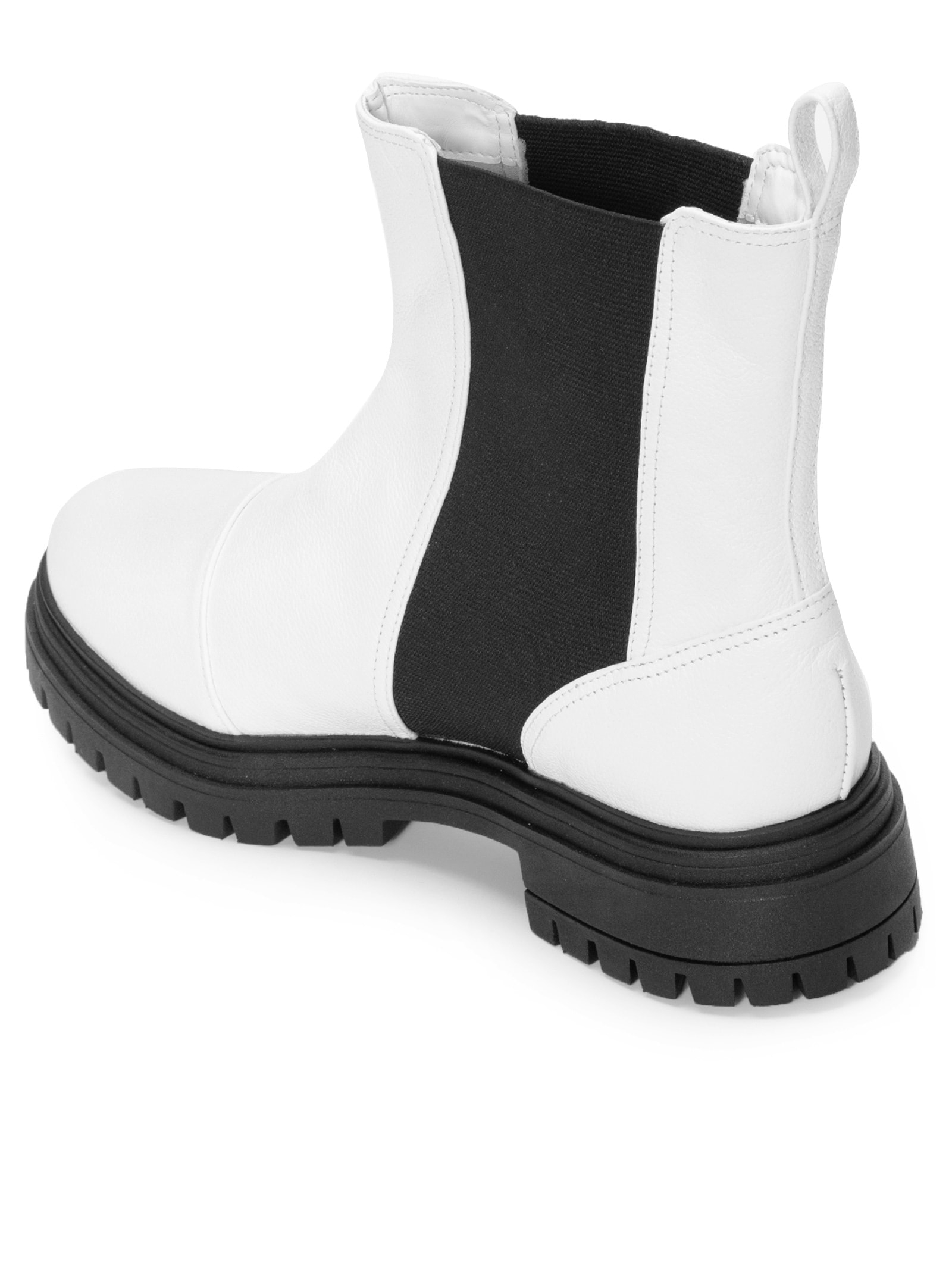  Bota Feminina Chelsea Cano Curto Couro Branco Market 33