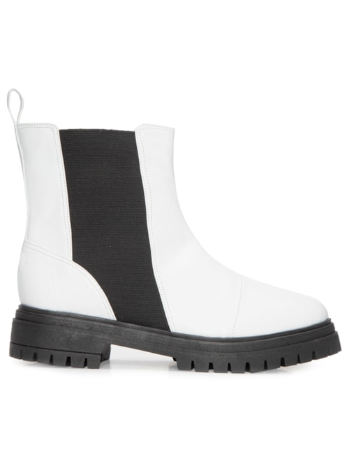 Bota Feminina Chelsea Cano Curto Couro – Branco