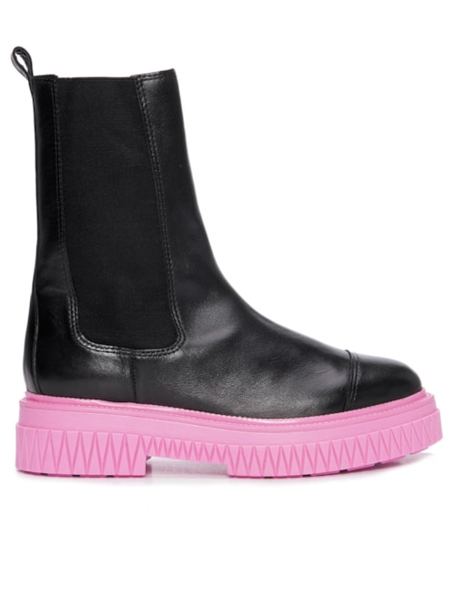 Bota Feminina Chelsea Cano Médio Bold Couro – Preto