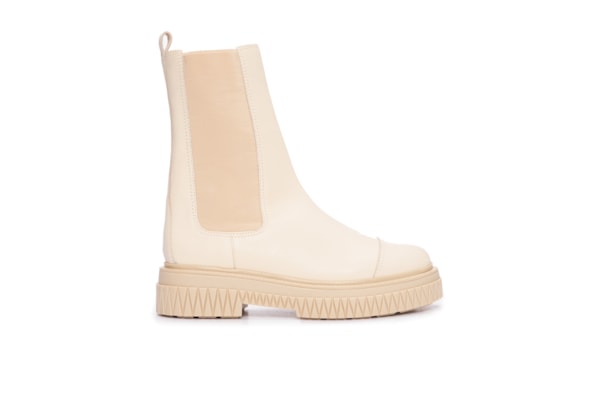 Bota Feminina Chelsea Cano Médio Couro - Branco