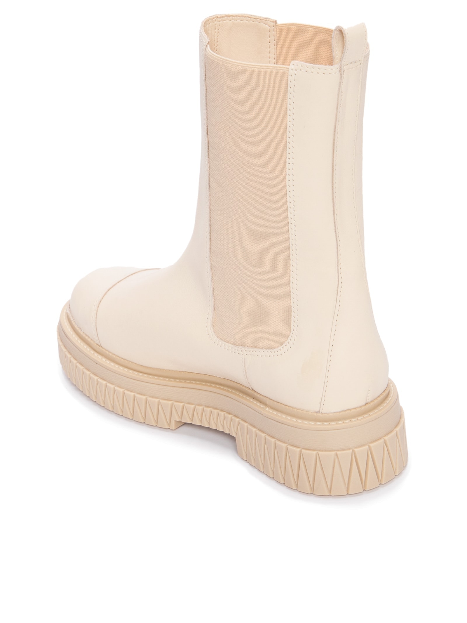 Bota Feminina Chelsea Cano Médio Couro Branco Schutz
