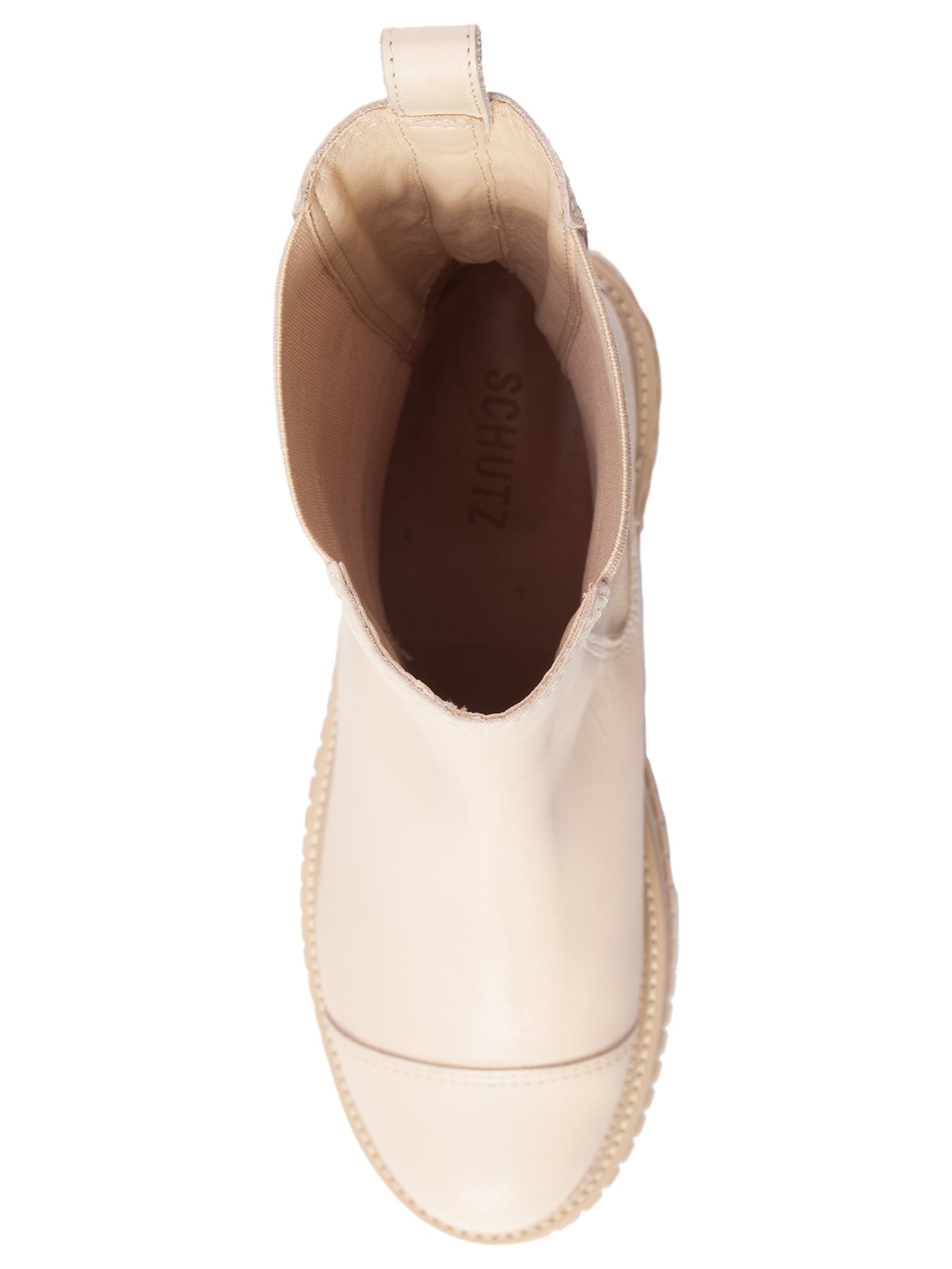 Bota Feminina Chelsea Cano Médio Couro Branco Schutz