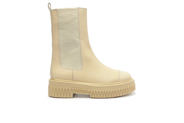 Bota Feminina Chelsea Cano Médio Couro - Branco