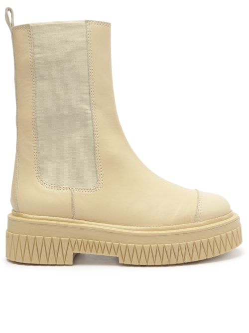 Bota Feminina Chelsea Cano Médio Couro – Branco