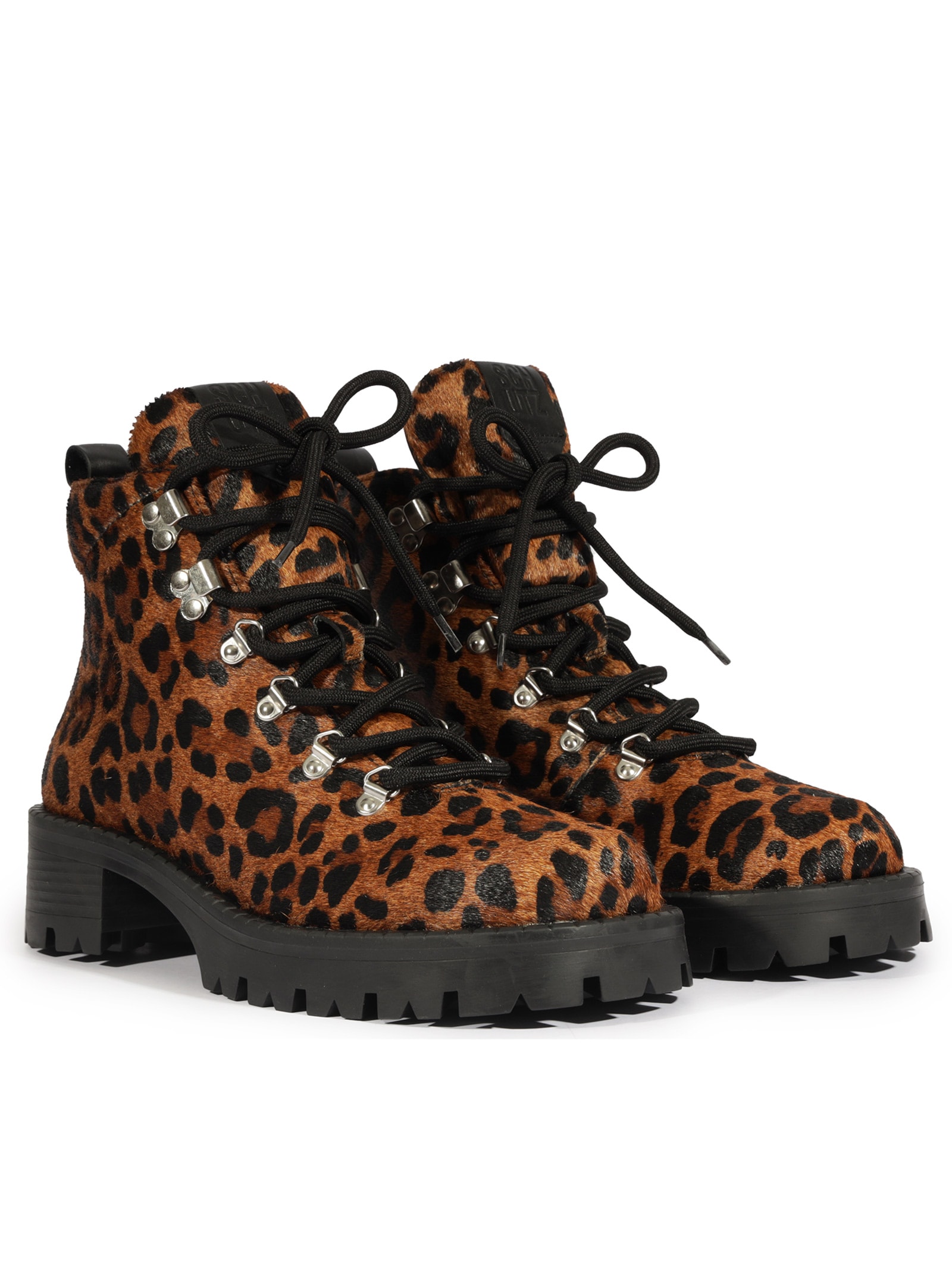 Bota Feminina Coturno Cano Baixo Animal Print Schutz