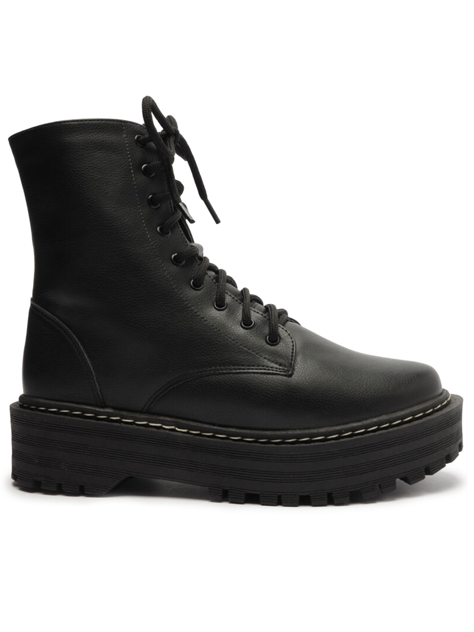 Bota Feminina Coturno Cano Médio Tratorado Preto Arezzo