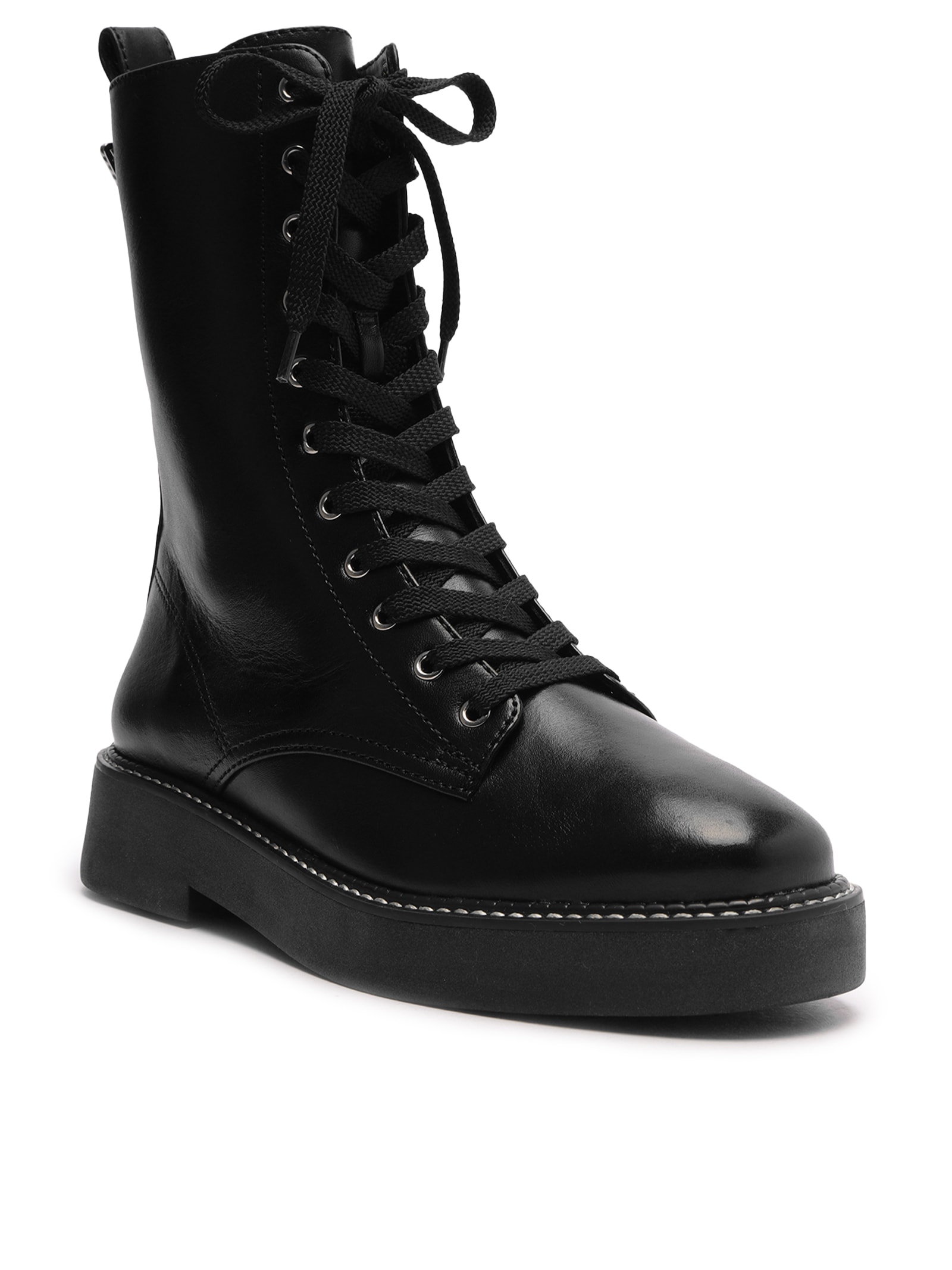 Bota Feminina Coturno Couro Amarração Schutz Preto