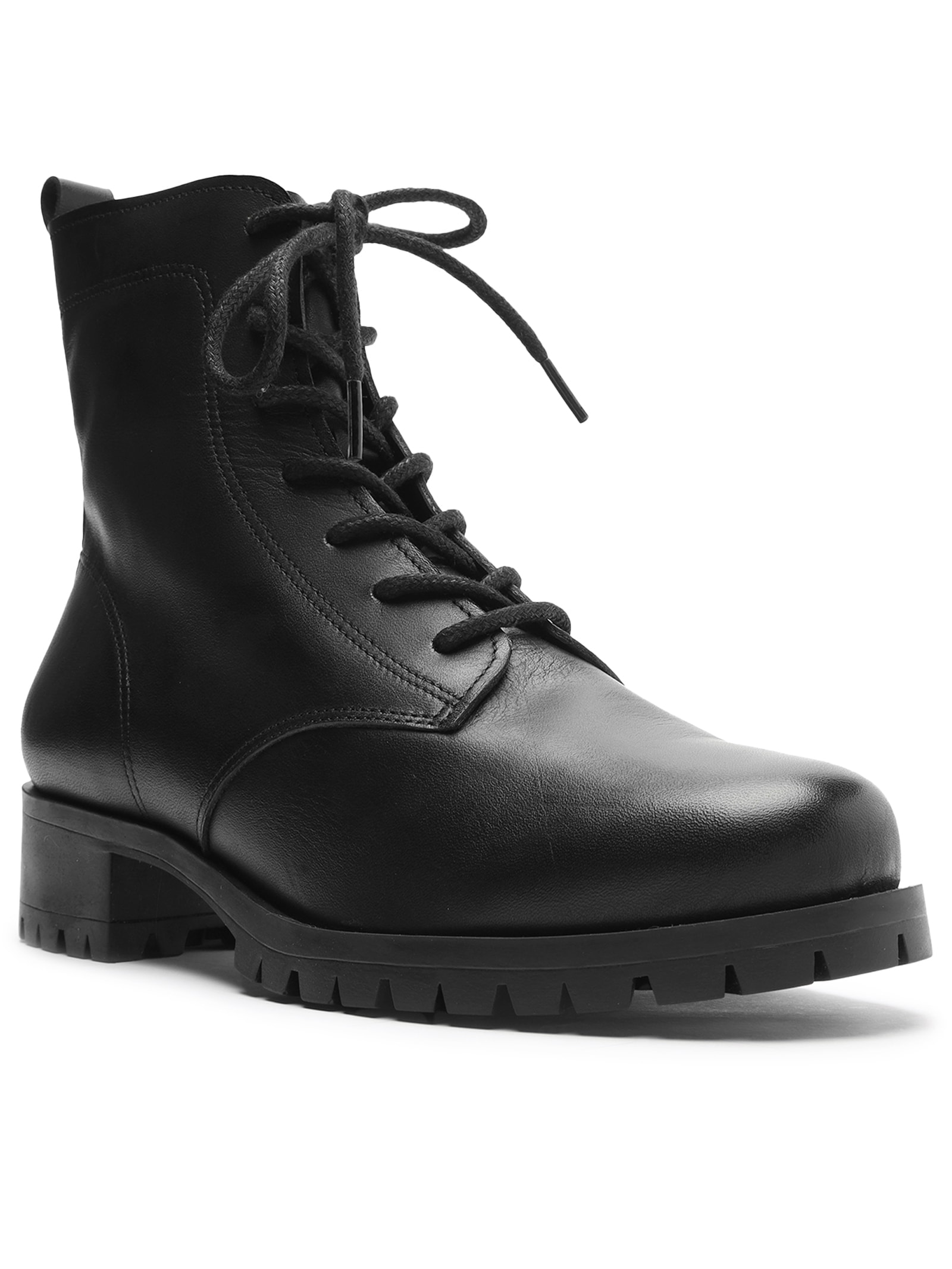 Bota Feminina Coturno Couro Tratorado Básico Preto Arezzo