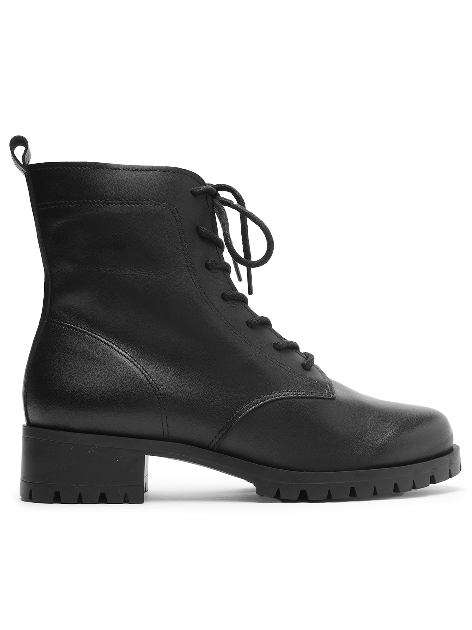 Bota Feminina Coturno Couro Tratorado Básico Preto Arezzo