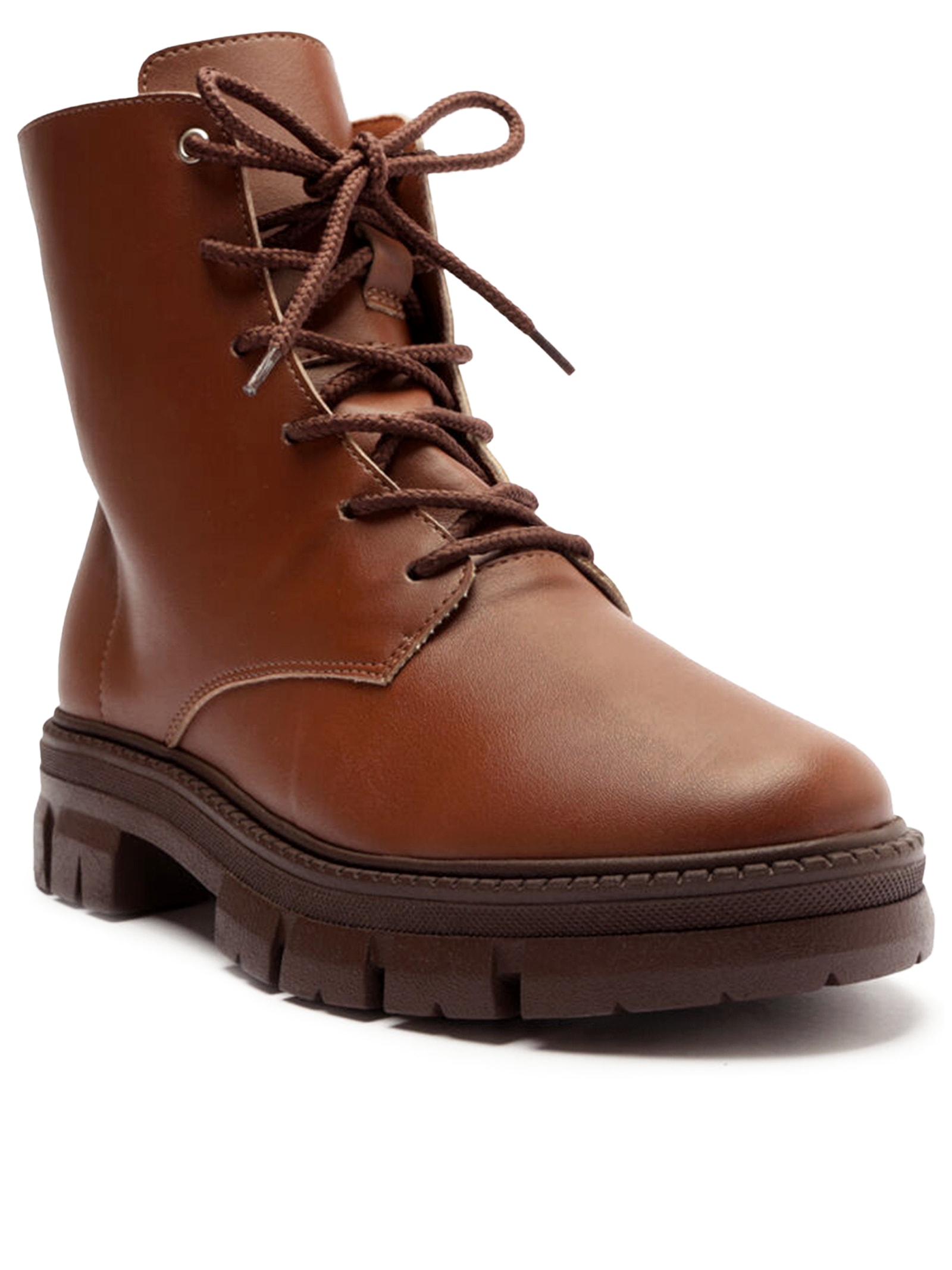 Anacapri Bota Feminina Coturno Tratorada Cano Curto Marrom