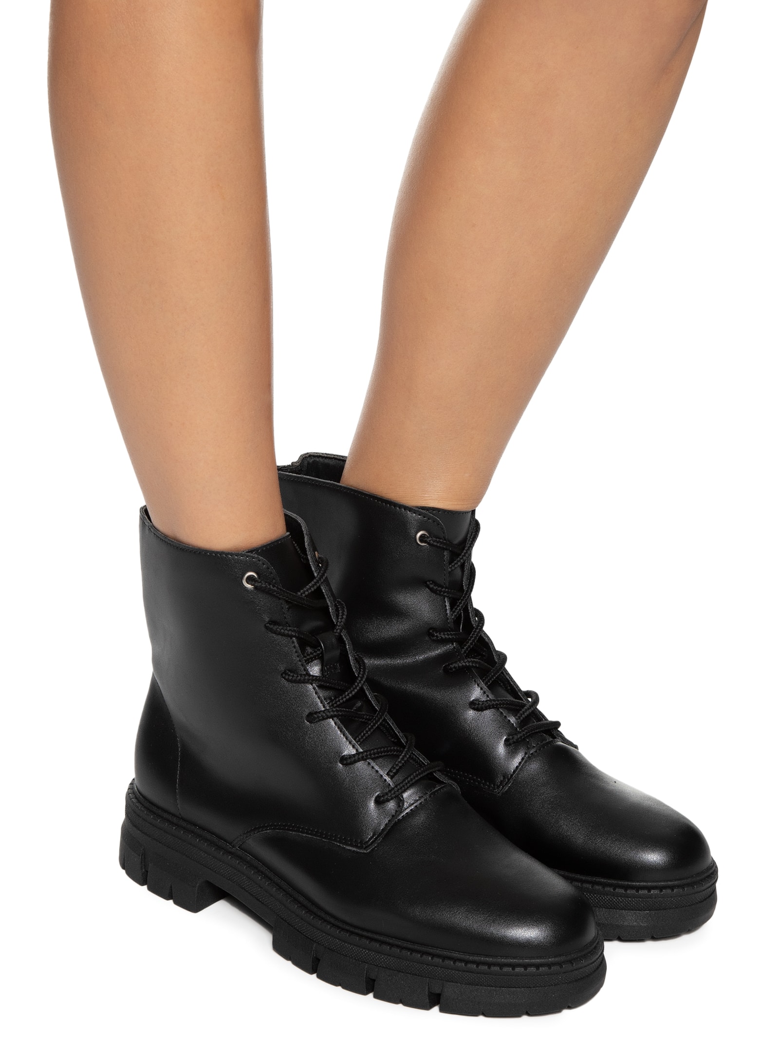 Anacapri Bota Feminina Coturno Tratorada Cano Curto Preto