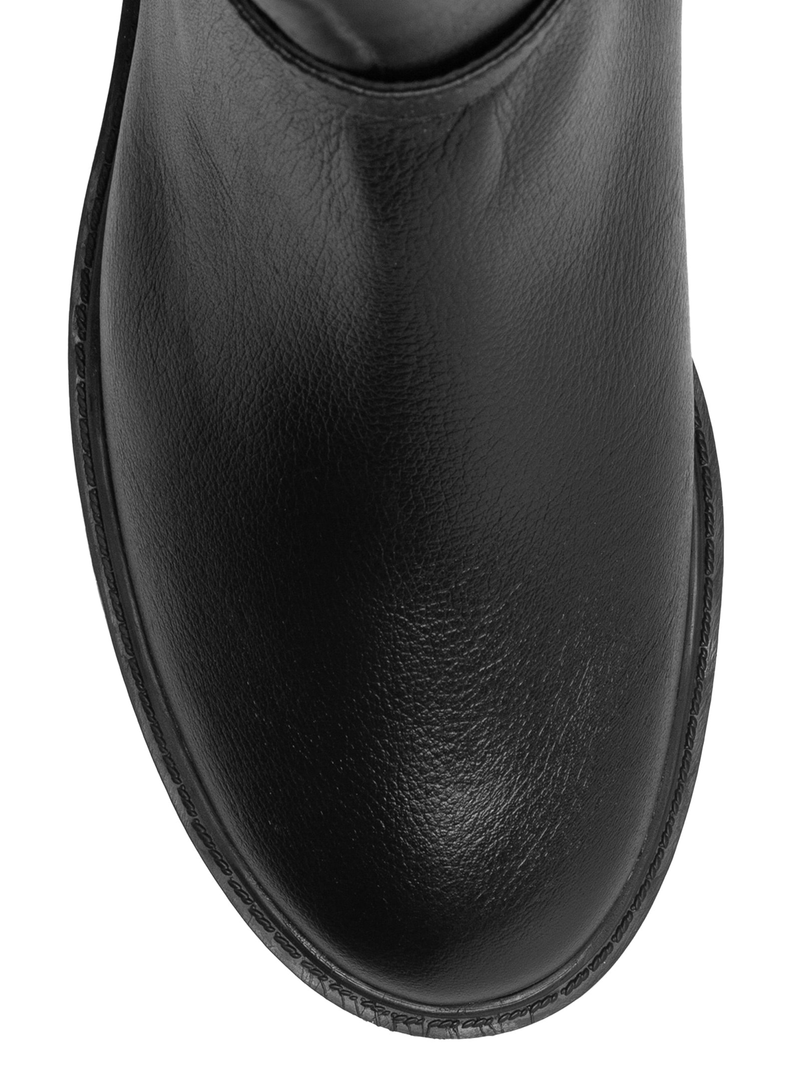 Bota Feminina Couro Alta Com Fivela Preto Basiq