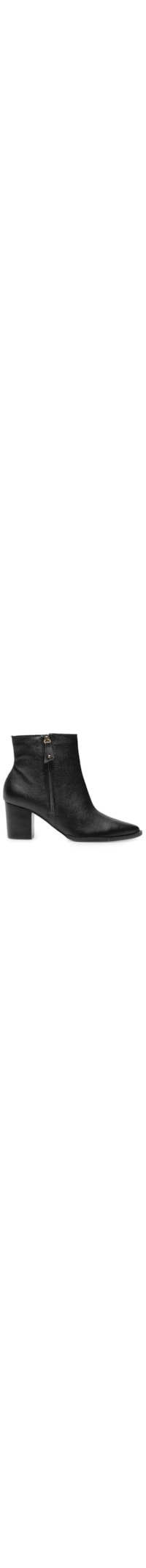 Bota Feminina Couro Cano Baixo Bico Fino - Preto