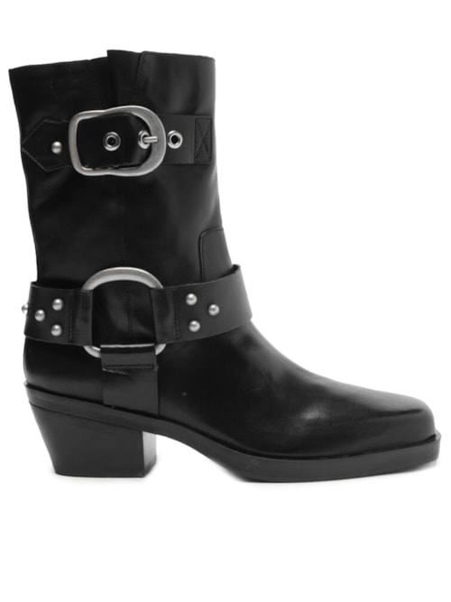 Bota Feminina Couro Cano Curto Montaria West – Preto