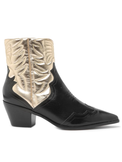 Bota Feminina Couro Cano Curto Western - Preto