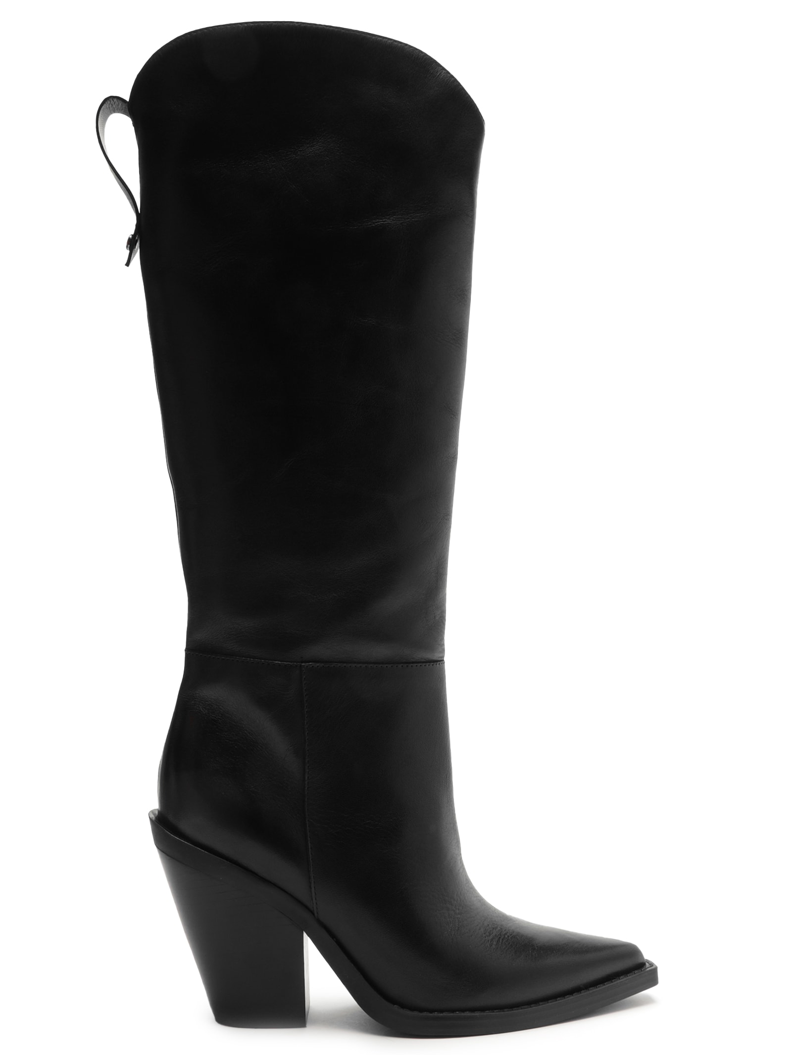 Bota Feminina Couro Cano Longo Salto Alto Bloco Preto Arezzo