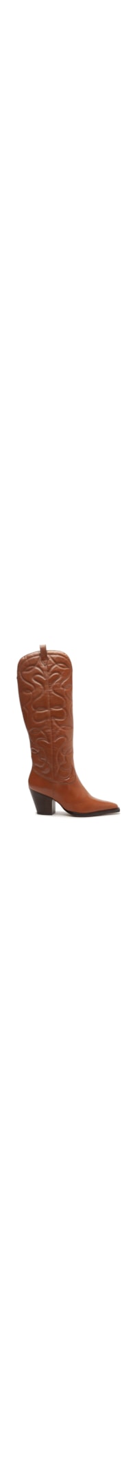 Bota Feminina Couro Cano Longo Western Georgia - Marrom