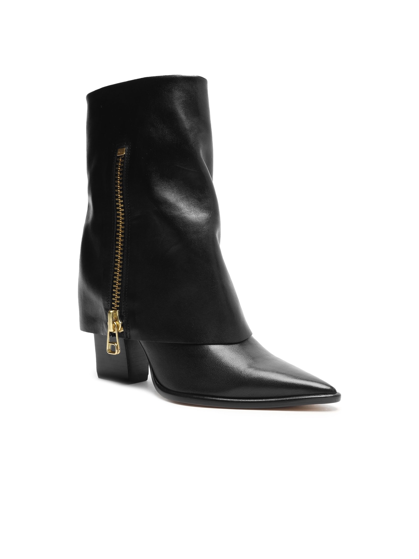 Bota Feminina Couro Cano Médio Capa Zíper Preto Arezzo