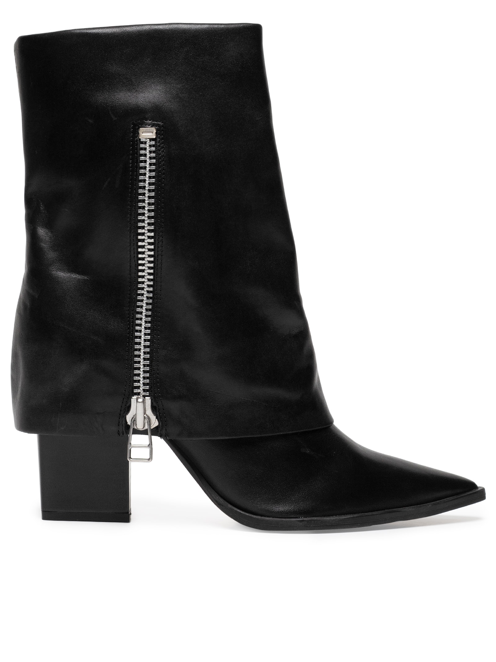 Bota Feminina Couro Cano Médio Capa Zíper Preto Arezzo