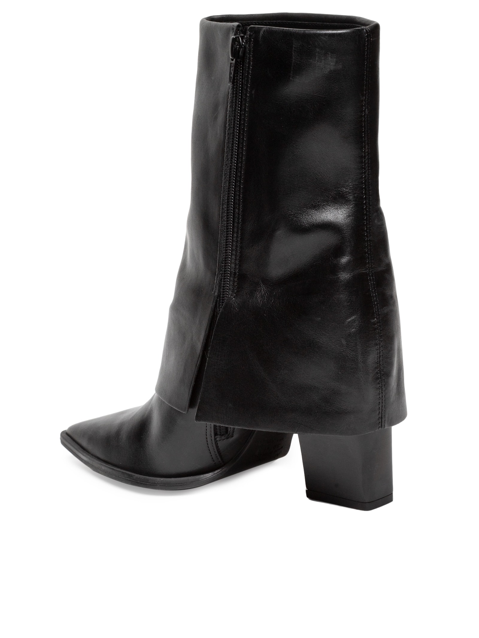 Bota Feminina Couro Cano Médio Capa Zíper Preto Arezzo