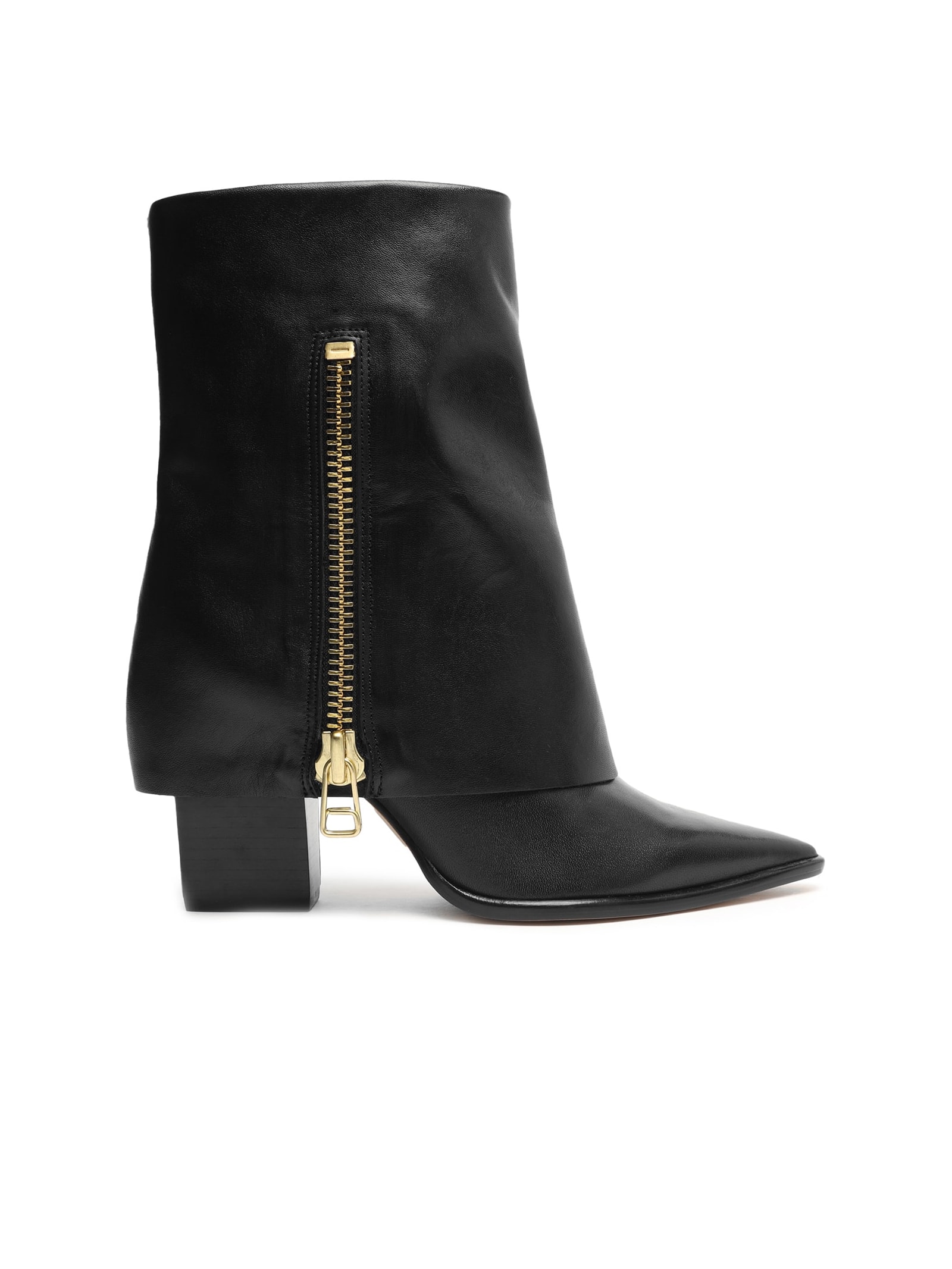 Bota Feminina Couro Cano Médio Capa Zíper Preto Arezzo