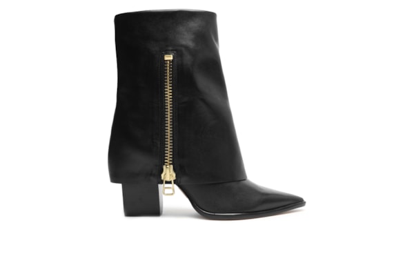 Bota Feminina Couro Cano Médio Capa Zíper - Preto