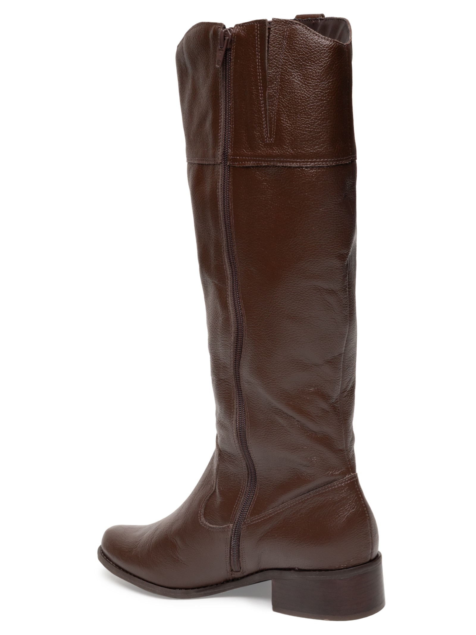 Bota Feminina Couro Montaria Alta Marrom Basiq