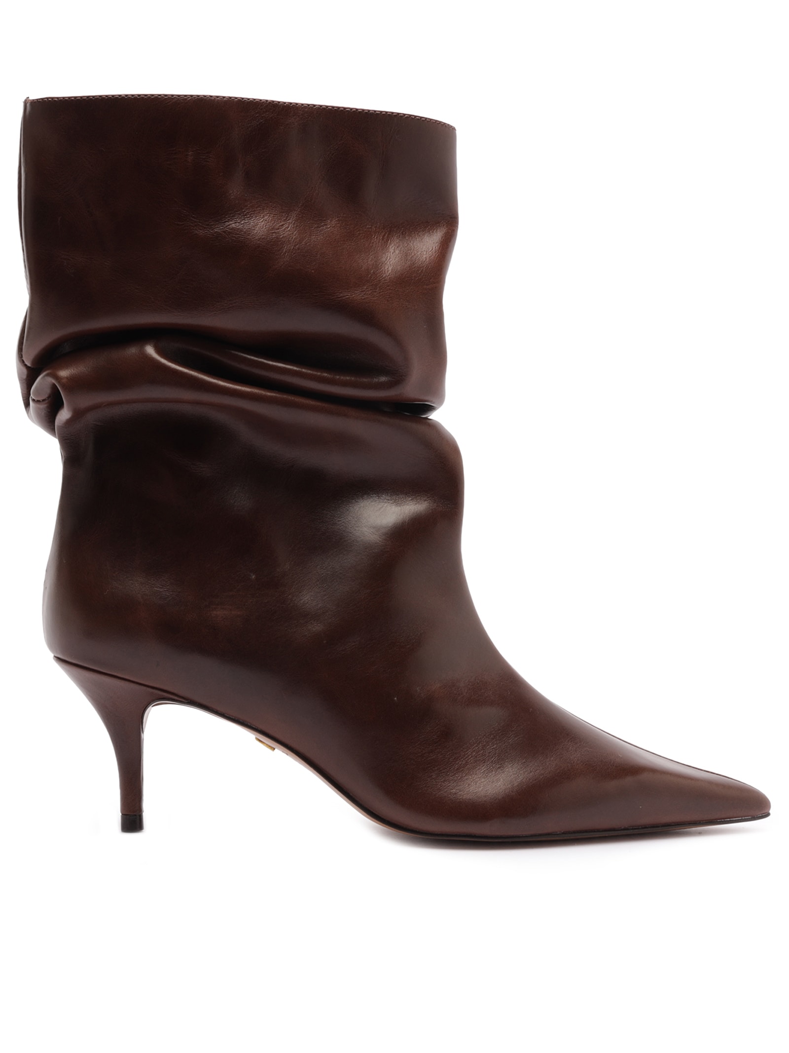 Bota Feminina Couro Salto Baixo Slouchy Marrom Arezzo