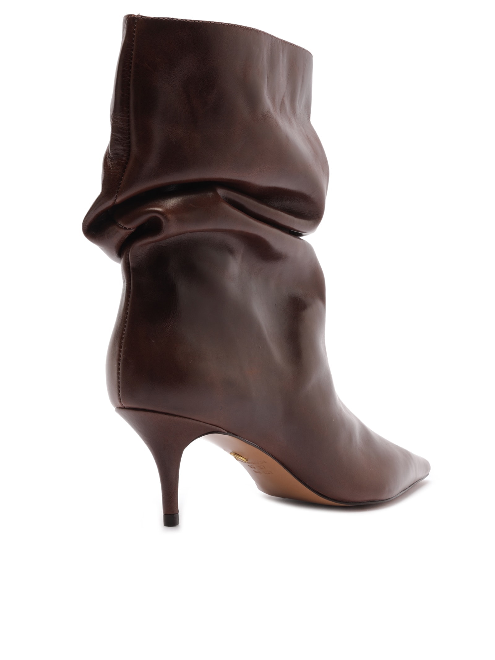 Bota Feminina Couro Salto Baixo Slouchy Marrom Arezzo