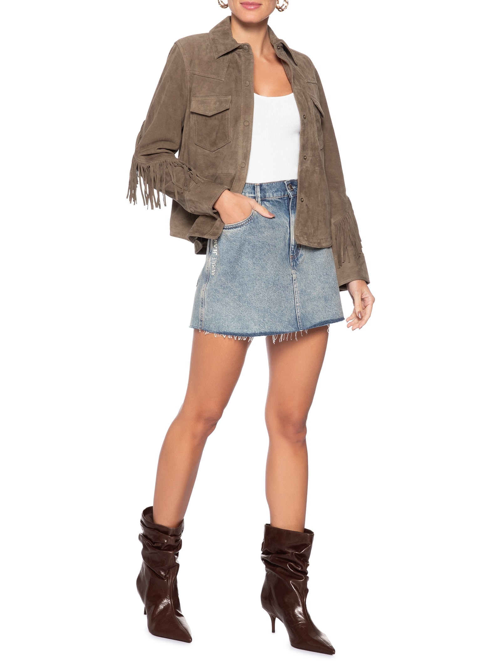 Bota Feminina Couro Salto Baixo Slouchy Marrom Arezzo