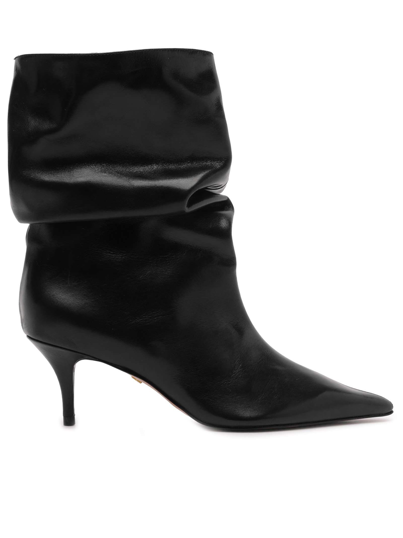 Bota Feminina Couro Salto Baixo Slouchy Preto Arezzo