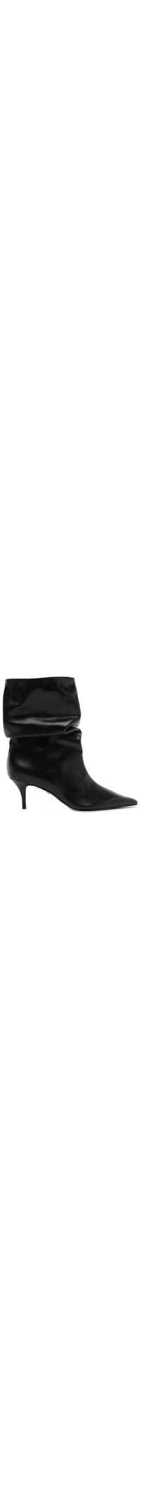 Bota Feminina Couro Salto Baixo Slouchy - Preto