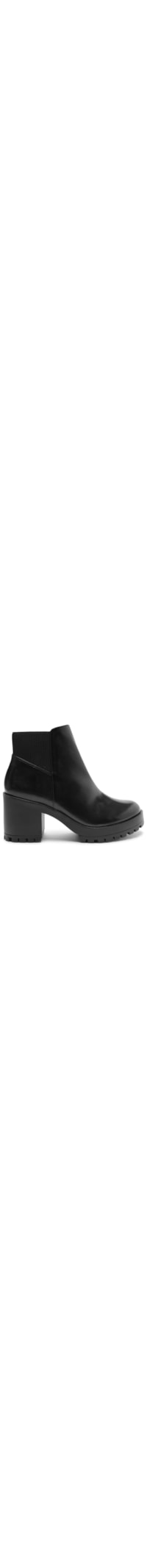 Bota Feminina Couro Salto Médio Tratorada Zíper - Preto