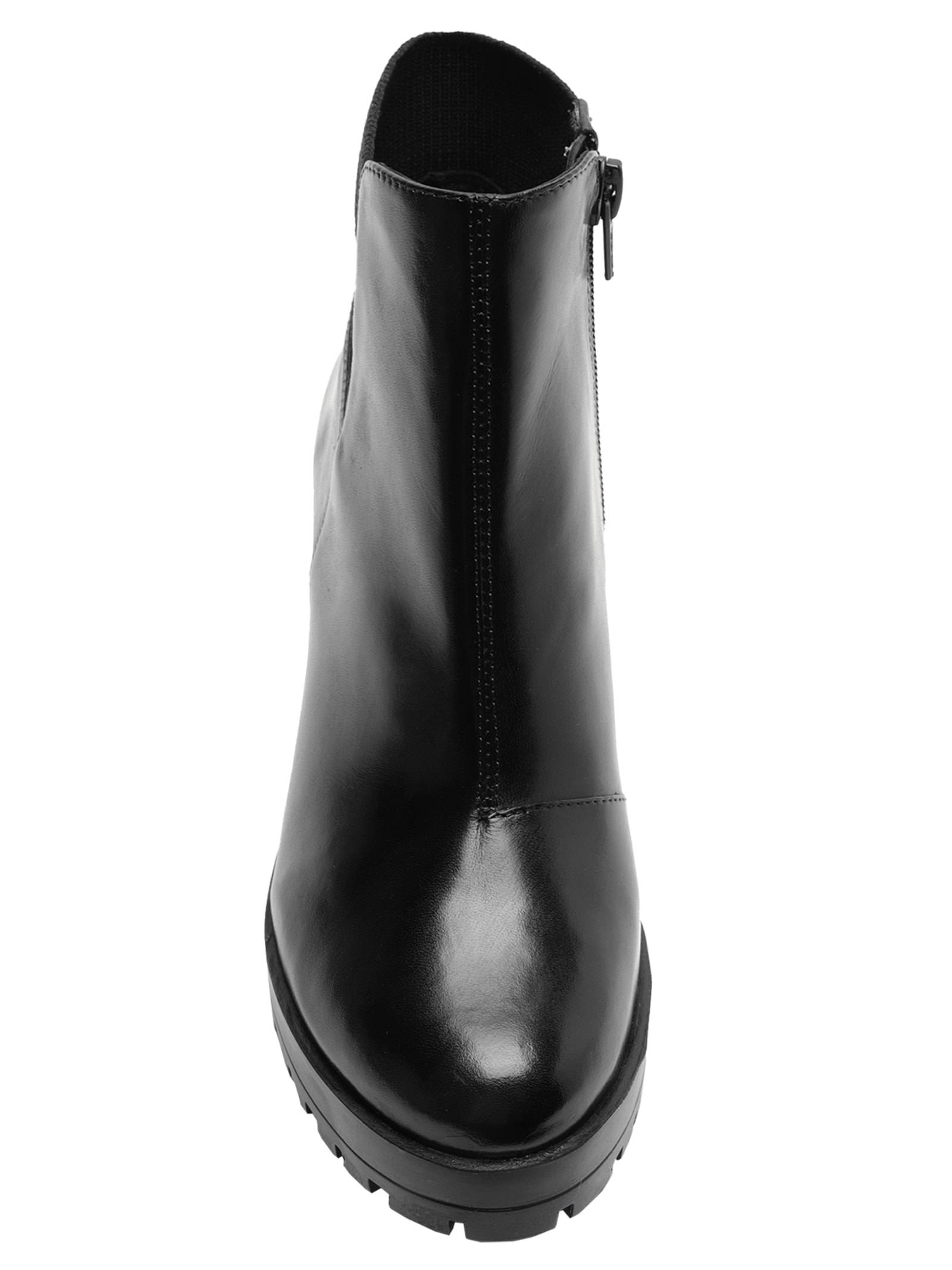 Bota Feminina Couro Salto Médio Tratorada Zíper Preto Arezzo