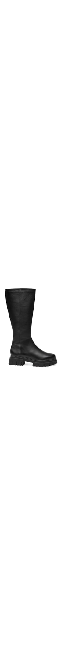 Bota Feminina Couro Tratorada Cano Longo - Preto