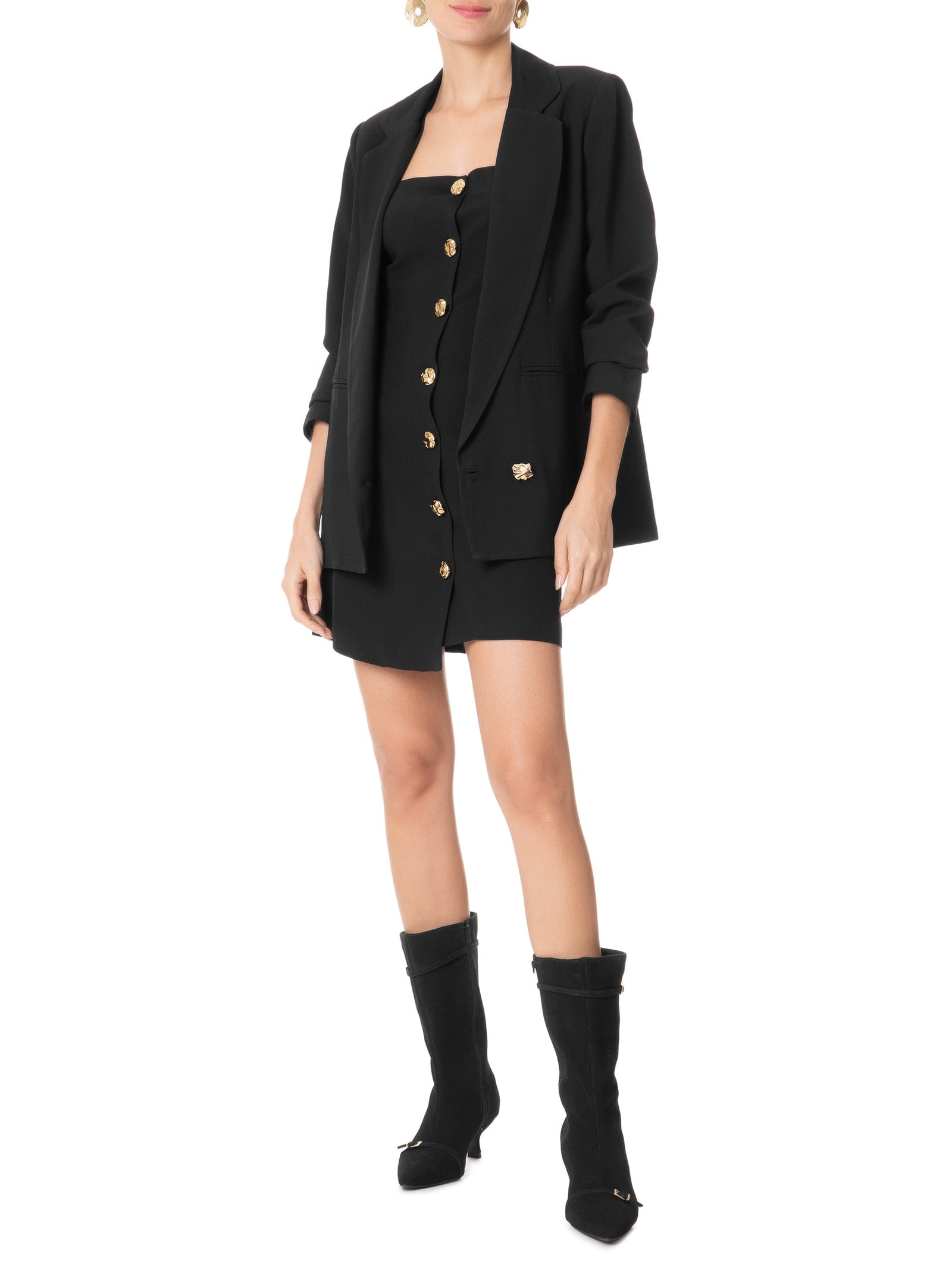 Bota Feminina Em Camurça Com Fivela Preto '2Essential