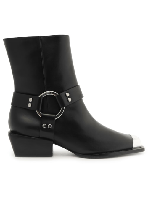 Bota Feminina Irvine Couro Biqueira Metal – Preto