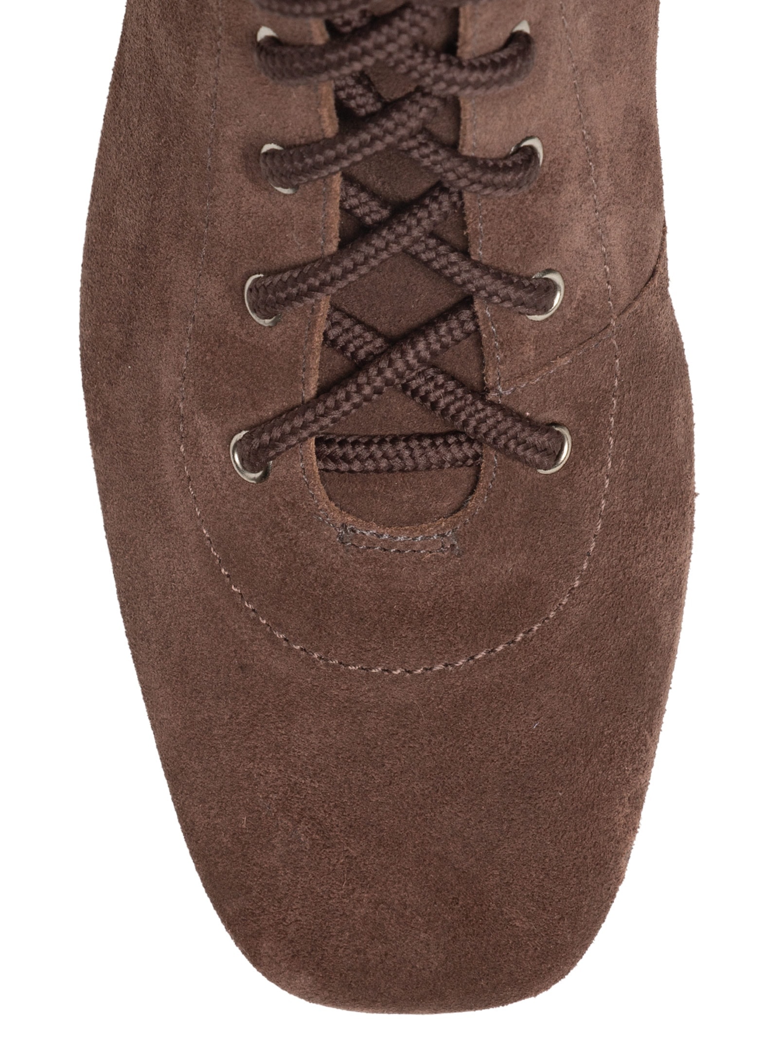 Bota Feminina Lace-up Em Couro Marrom '2Essential