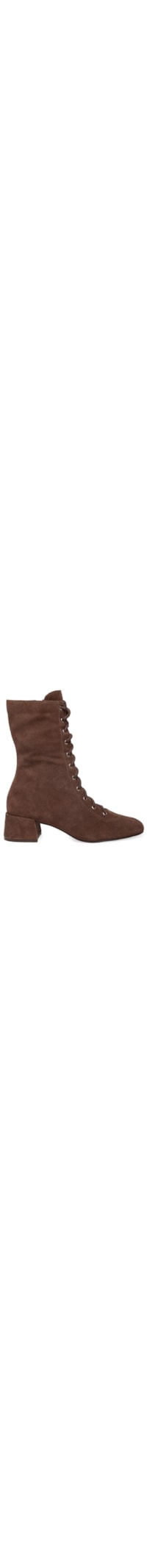 Bota Feminina Lace-up Em Couro - Marrom