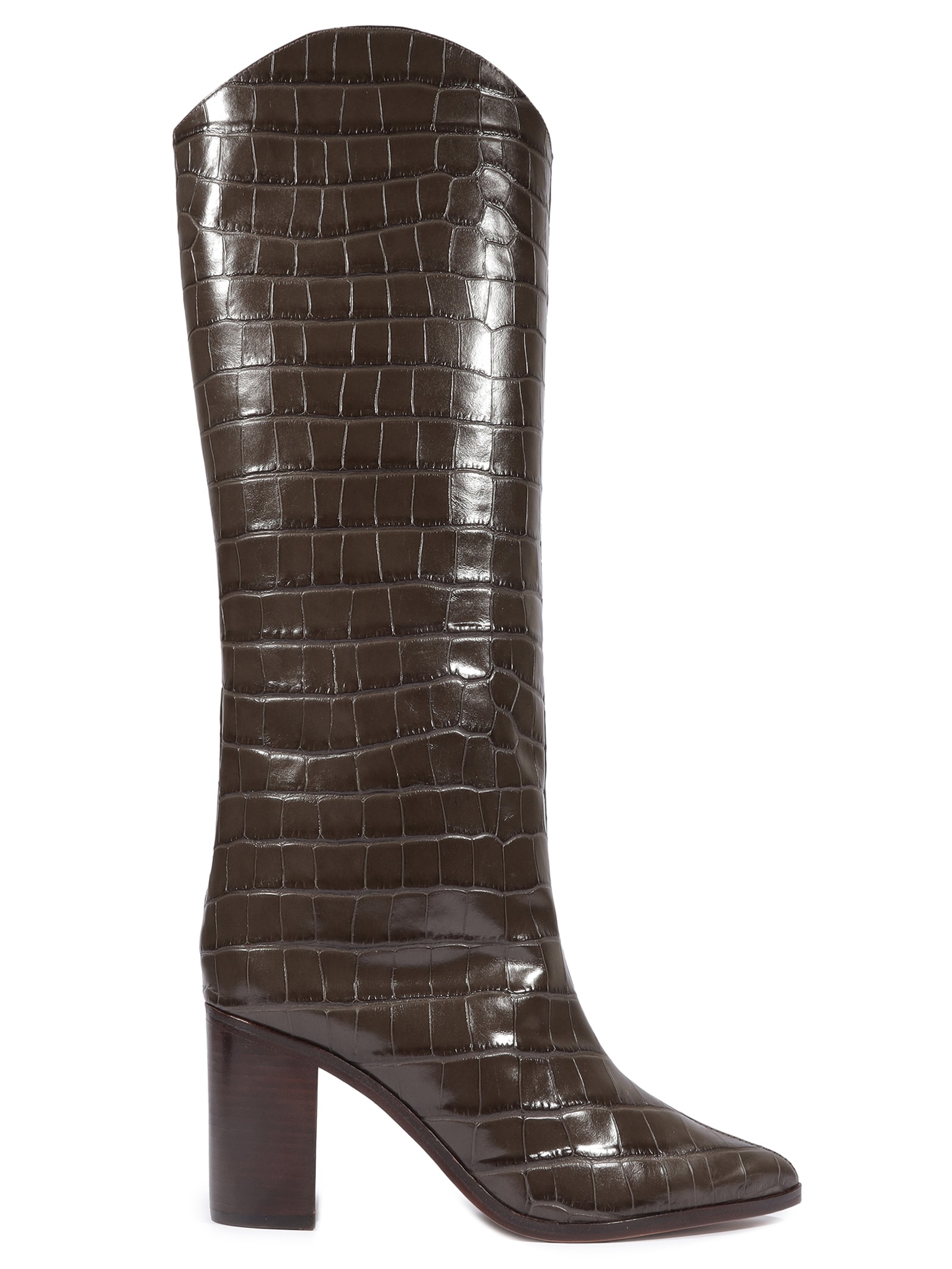 Bota Feminina Maryana Salto Bloco Couro Marrom Schutz