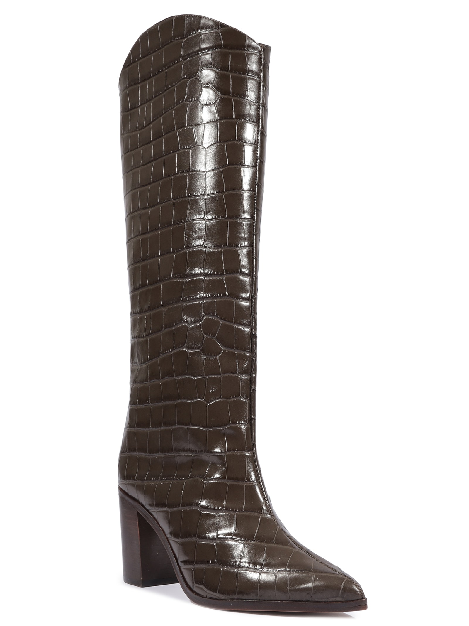 Bota Feminina Maryana Salto Bloco Couro Marrom Schutz