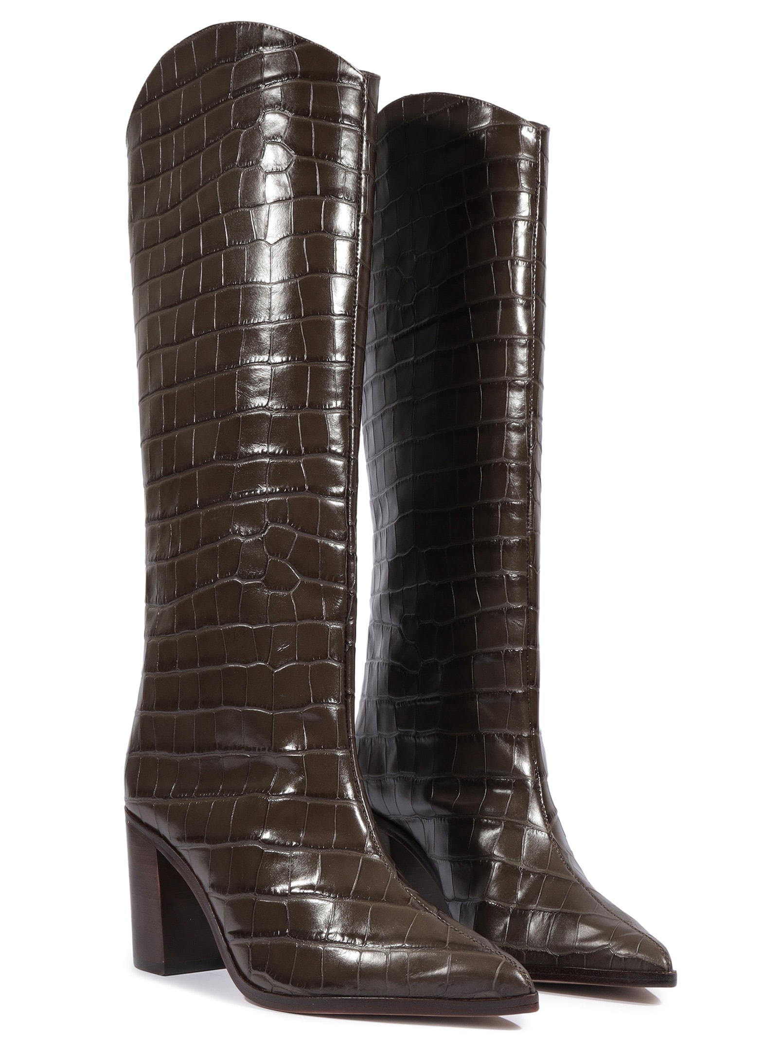 Bota Feminina Maryana Salto Bloco Couro Marrom Schutz